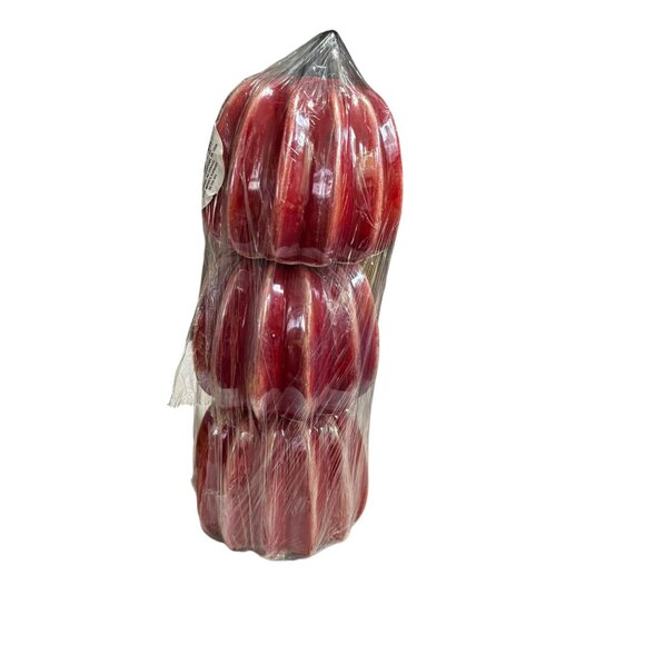 Pearlized Decorative Harvest Red Ceramic Pumpkins Décor Set Of 3 - Picture 4 of 7